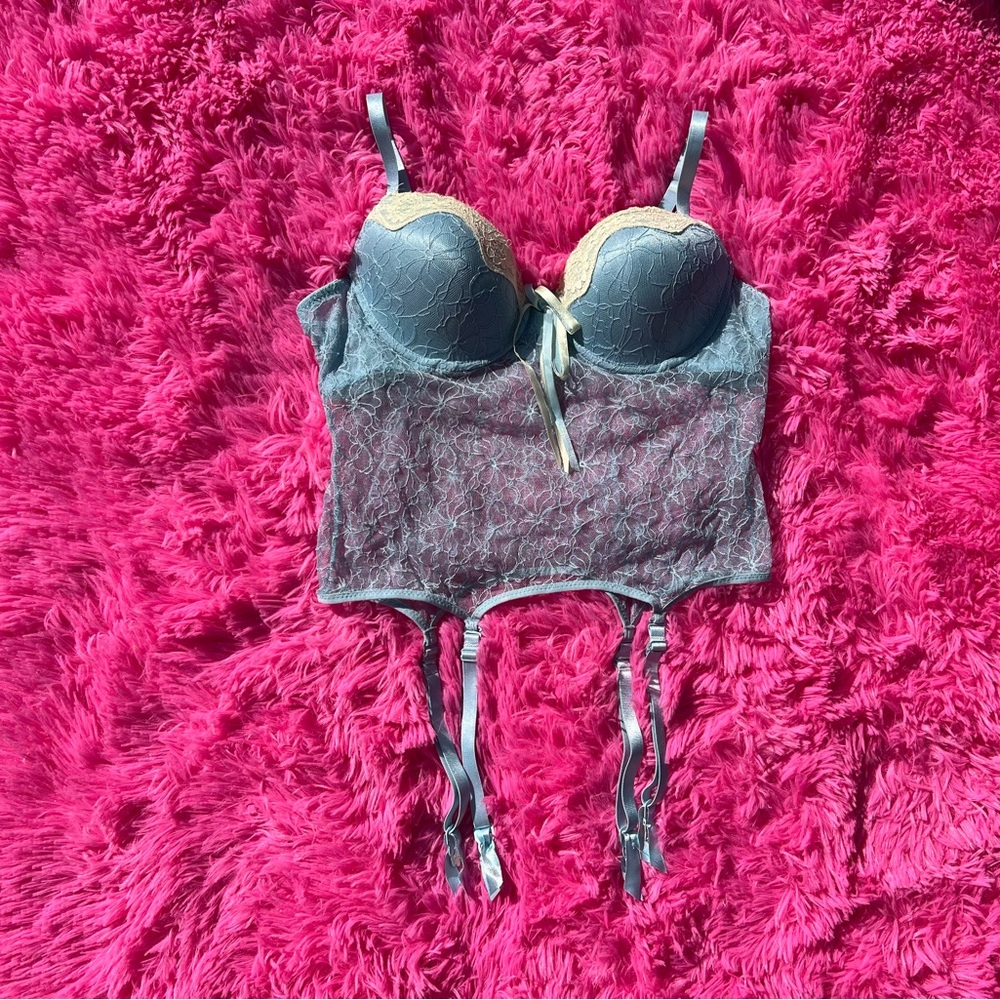 blue lace bustier top